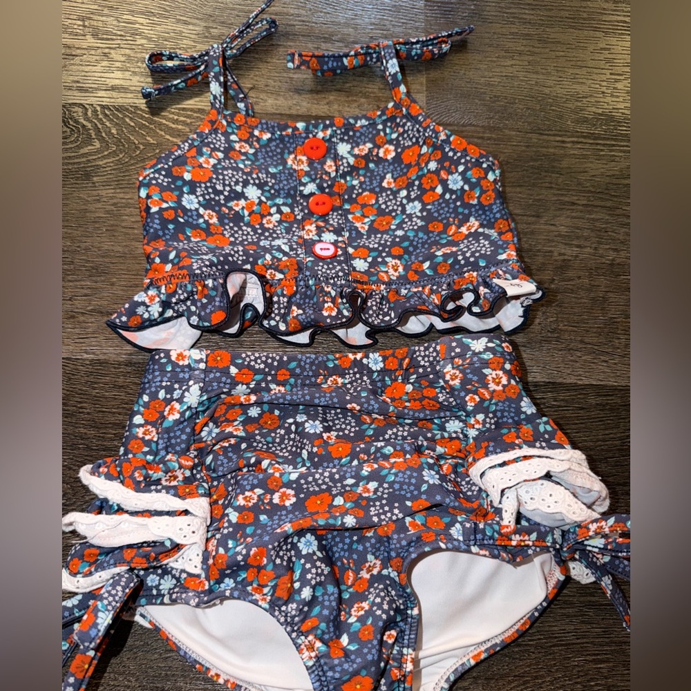 Love and Grow All American Floral Ruffle Toddler 2 Piece Bikini Swimsuit 24m